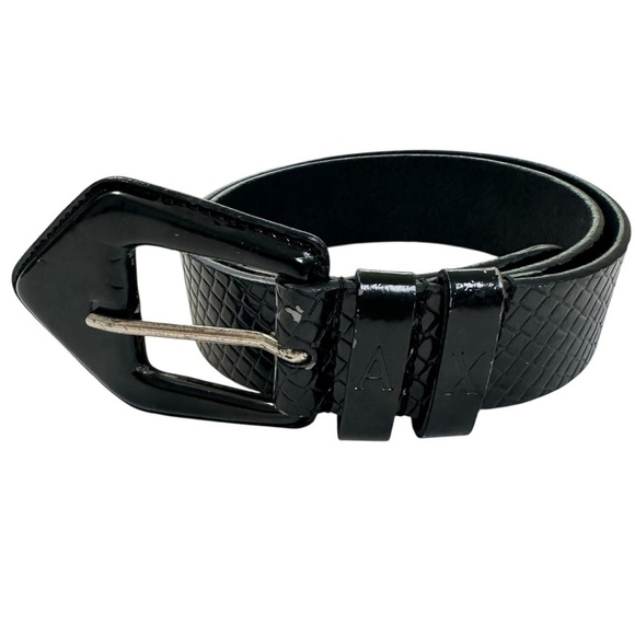 A/X Armani Exchange 100% Leather Glossy Black Belt Size S main image 4